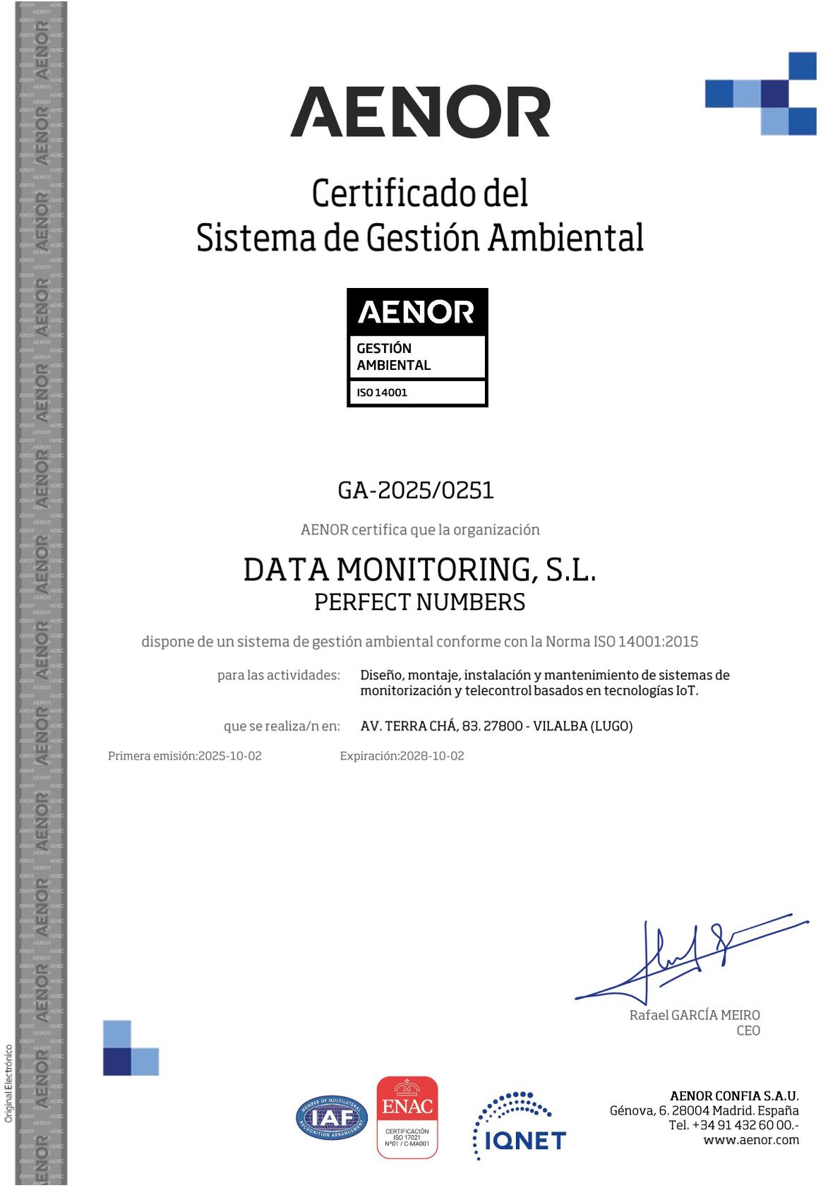 Certificado ISO 14001
