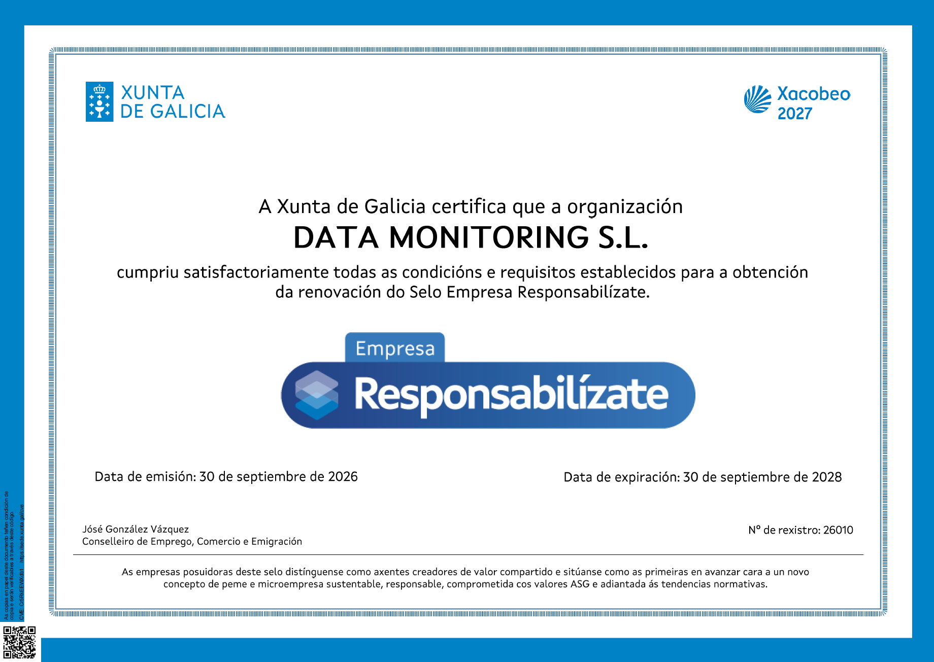 Certificado Responsabilizate 2026